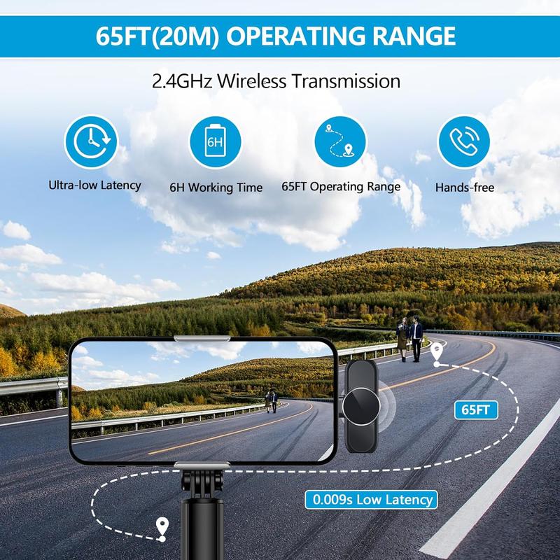 Portable Wireless Lavalier Microphone, 1 Set Professional Wireless Collar Clip Mic for iPhone & Android Phone, Plug-play Lapel Mic for Video Recording, Teaching, Interviews, Podcast, Tiktok & Vlog, Gift, Live Streaming Equipment