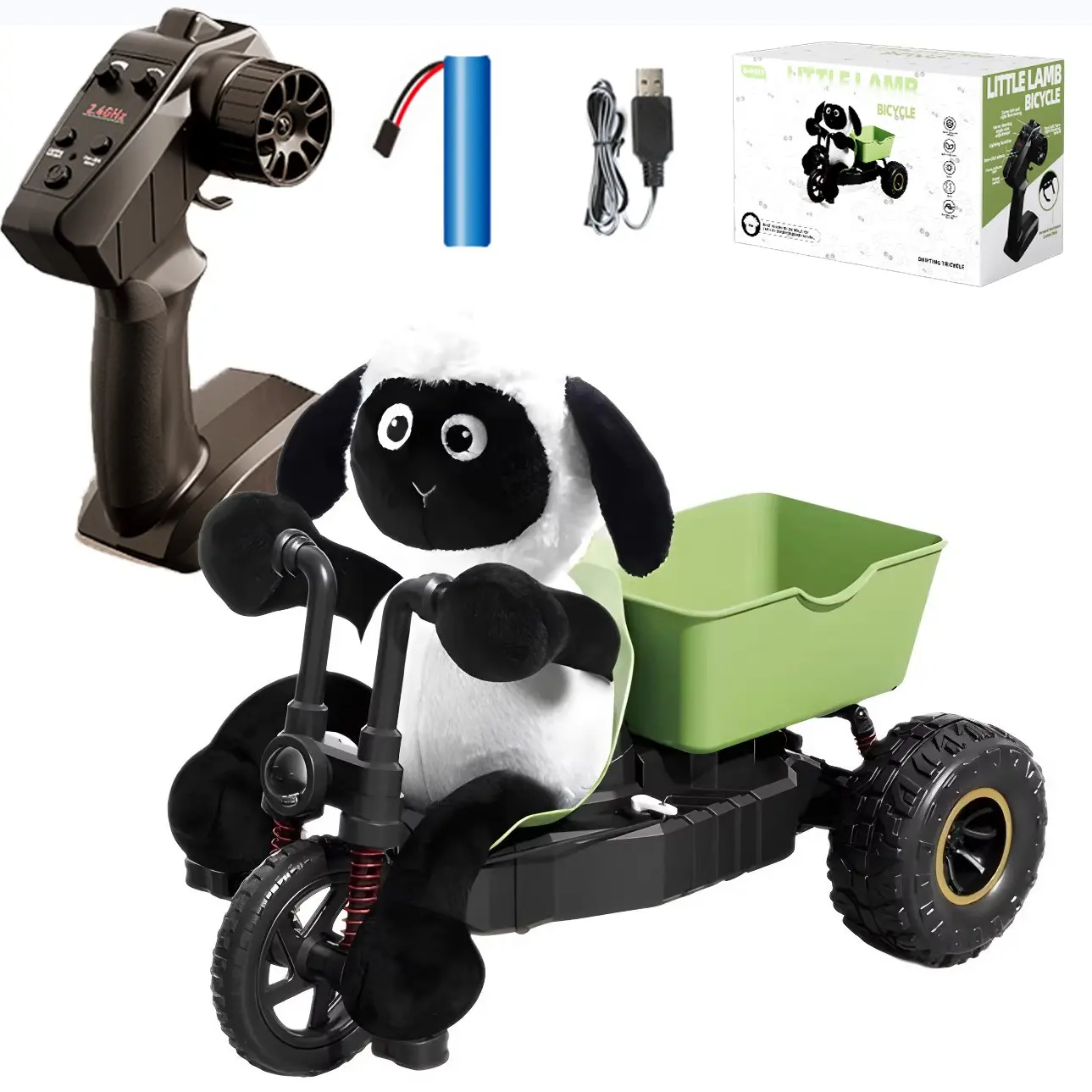 Remote Control Toy Truck with LED Lights and Storage Box, 1200mah Battery, Outdoor Toy for Boys and Girls, Christmas Gift