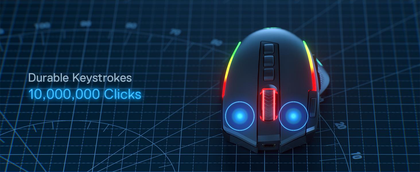 Redragon M612 PRO RGB Gaming Mouse, 8000 DPI Wired/Wireless Optical Gamer Mouse with 9 Programmable Buttons & 7 Backlit Modes, BT & 2.4G Wireless, Software Supports DIY Keybinds Rapid Fire Button