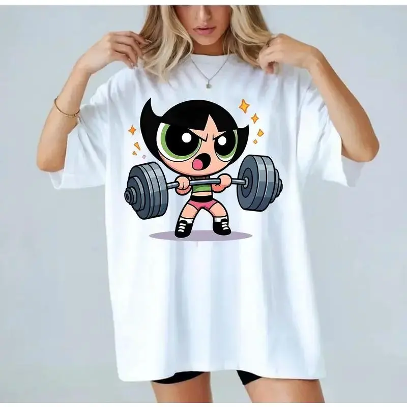 Buttercup Shirt, Powerpuffff Girlsss Shirt, Gym Girl Tee, Workout Graphic Tee, Fitness Shirt, Cartoon Character Tee, Vintage, Y2K, Trendy, Casual, Unisex, Women Gift
