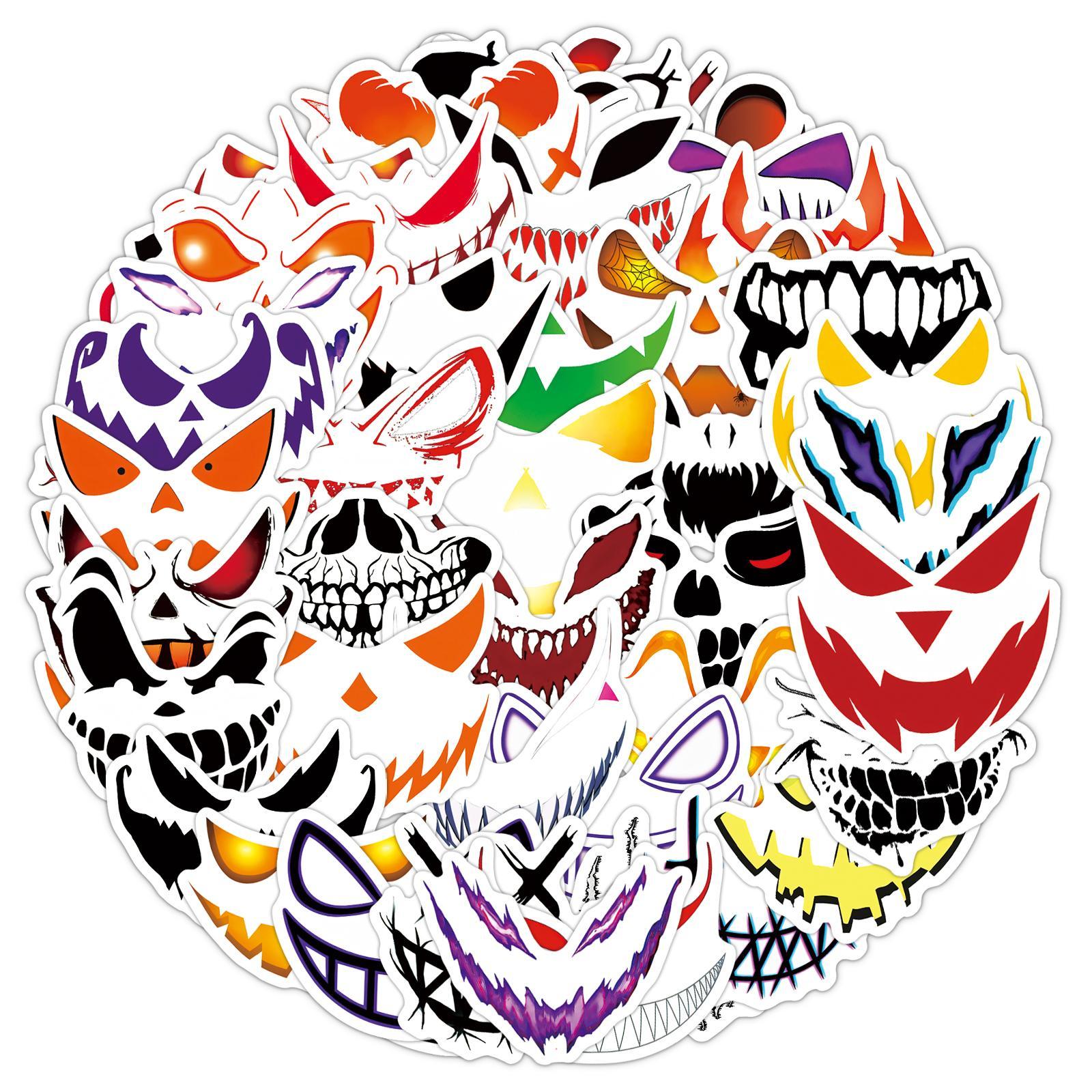 Face Pattern Sticker, 100pcs/set Creative Scary Face Design Decorative Sticker, DIY Decals for Water Bottle, Laptop, Phone Case