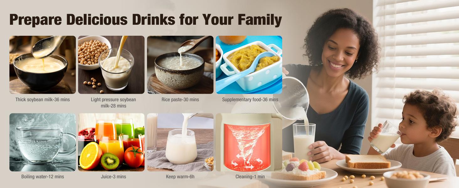 8 in 1 Nut Milk Maker Machine, 40oz Automatic Soy Milk Maker Blender, Homemade Soy Milk, Almond Milk, Oat Milk,Juice, Plant Based and Non Dairy Beverages, 12H Delay Start/Keep Warm/Self Cleaning