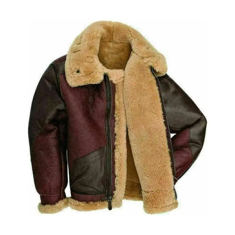 MotorCycleJackets Men's Cockpit Maroon Genuine Sheepskin Leather Jacket