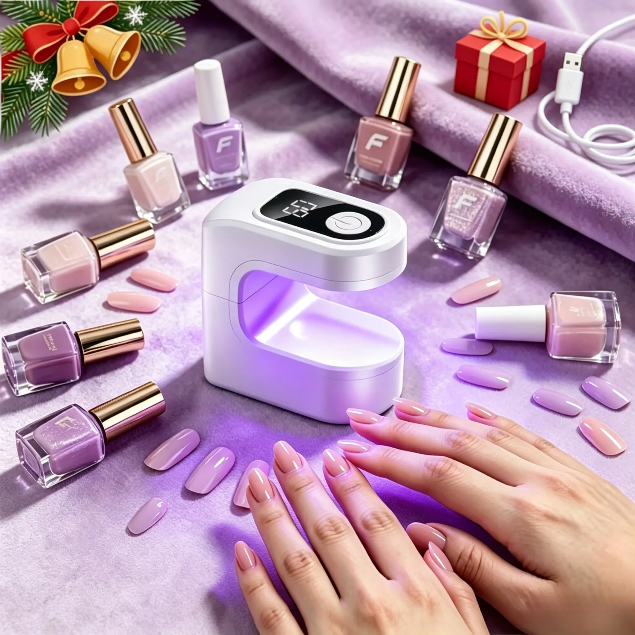 Mini UV Nail Lamp,  LED Nail Light, Small Curing light,  Rechargeable Nail Art Curing Lamp with Digital Display, Professional Nail Care Tool for Home & Salon Use, Manicure, Led Light For Nails