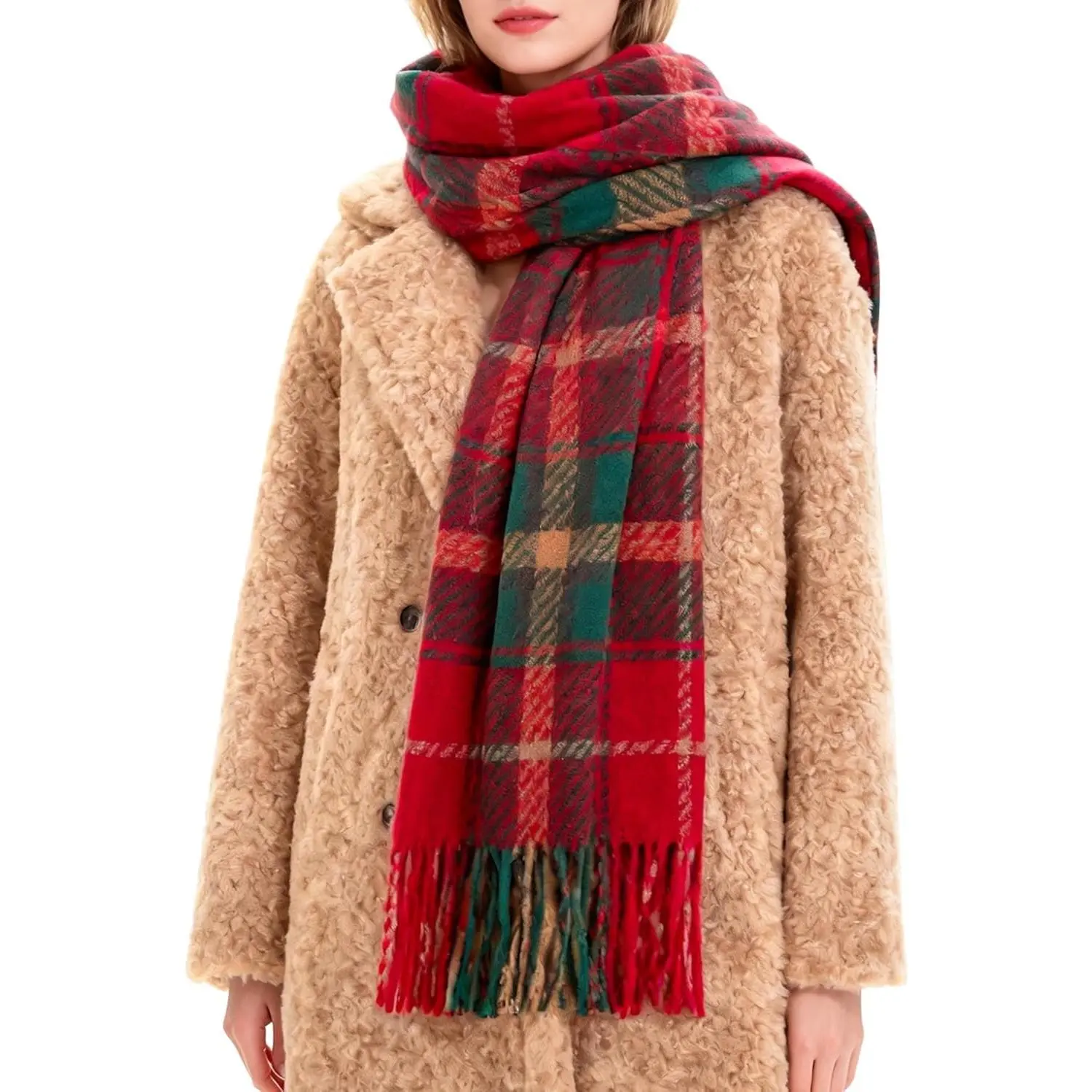 Women's Long Knitted Fabric Scarf - Chunky Look, Solid Colors, Thick Warmth Winter Wrap for Outdoor Use (Unisex Fit)