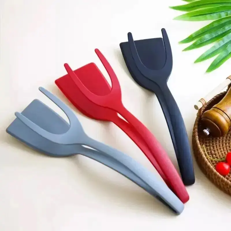 2-in-1 Silicone Turner-Spatula Tong, Flip & Grip Functionality, Modern Home Kitchen Utensil for Camping, Egg Flipping