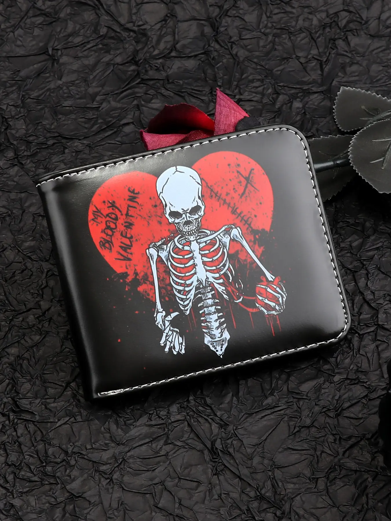 High-Quality Fashion Men's Printed Wallet Card Holder, Street Punk Style Essential, All Seasons, All over Print Design