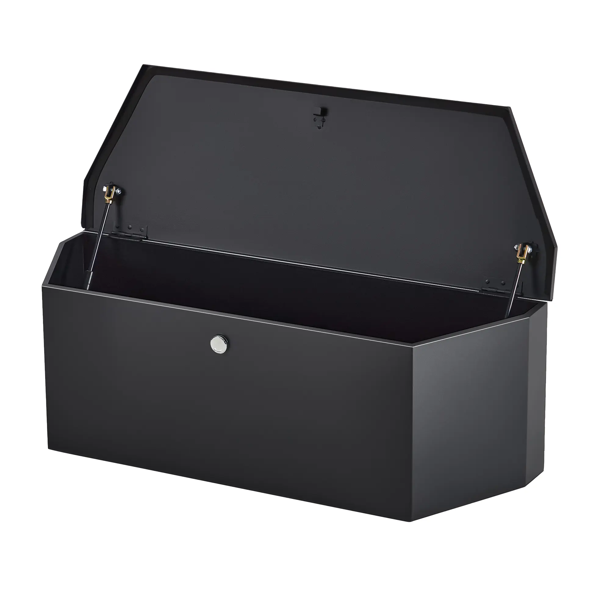 36" Steel Truck Tool Box – Iron, Lockable with 2 Keys – Gas Strut Lid – for Pickup/RV/Trailer – Weather-Resistant – Black, Heavy Duty