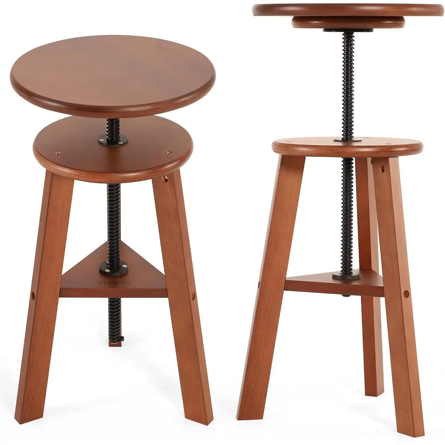 Adjustable Drafting Stool, Beech Wood Artist Chair, Supports Up to 176 Lbs, for Studio, Home, Office, Kitchen, Walnut