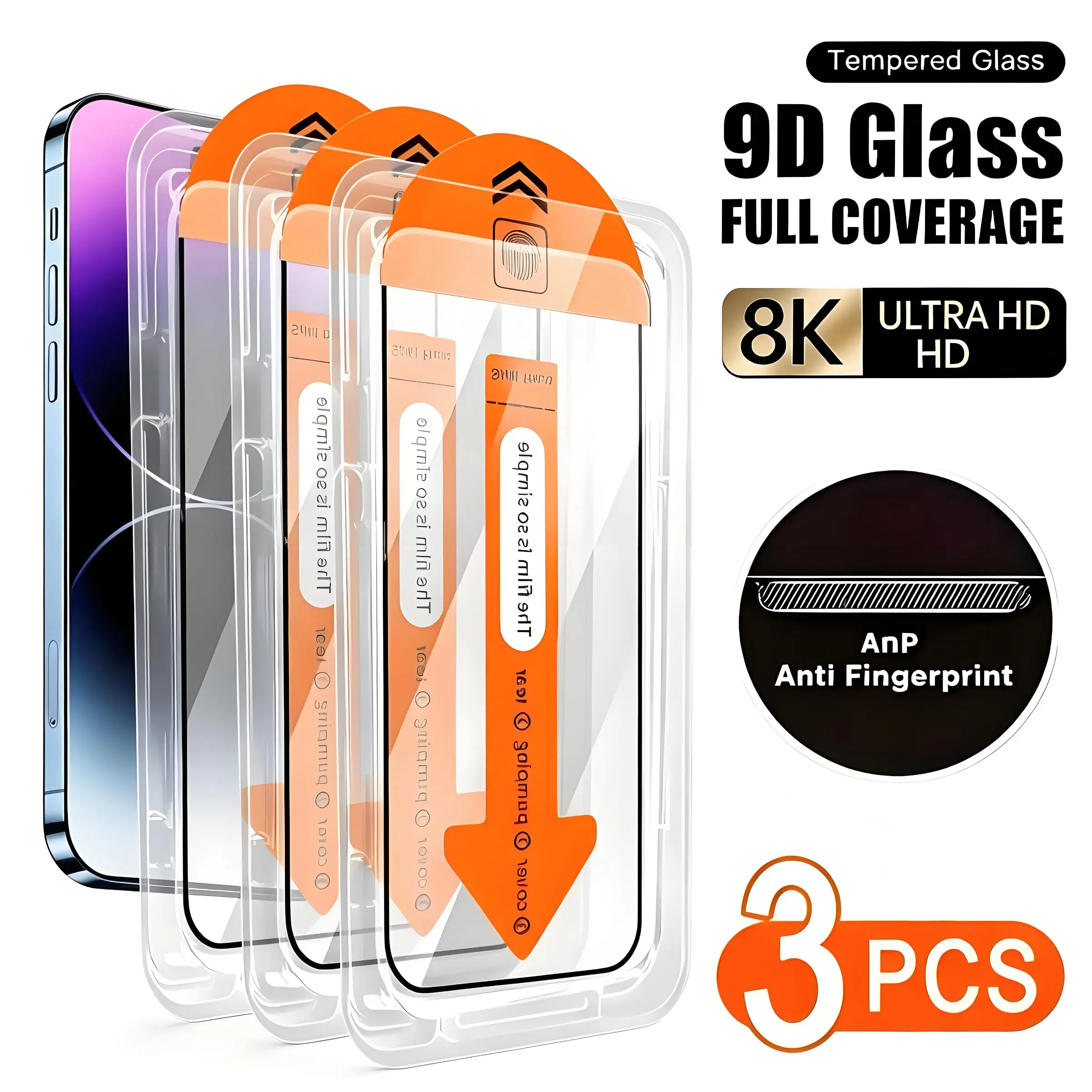 3-Pack Dust-Free Tempered Glass Screen Protector for iPhone 17/17 Pro/17 Pro Max/15/16/14/13/12/11, Anti-Shatter, Smooth Touch, Case Compatible, Mobile Phone Accessories