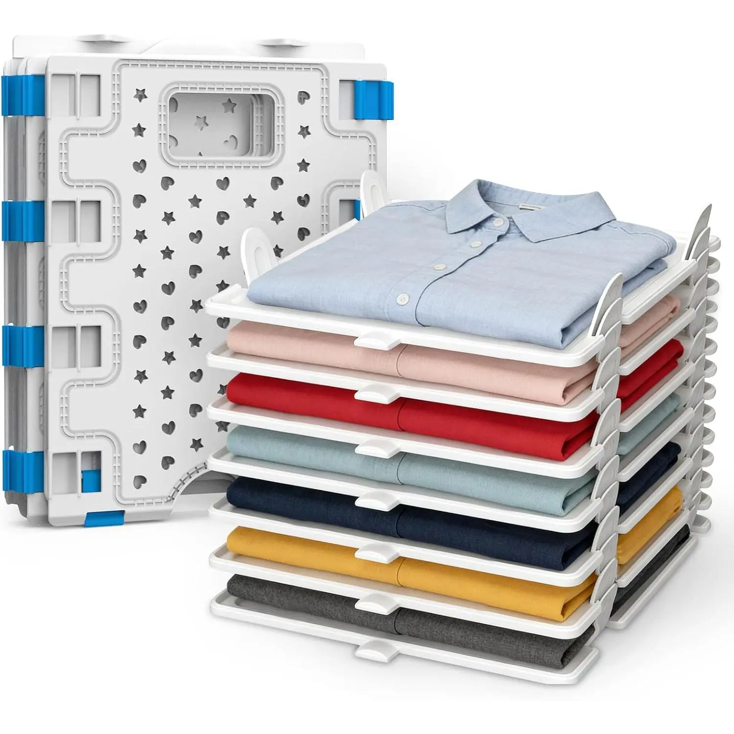 10Pc Stackable Closet Organizer & Shirt Folder Board Bundle Tshirt Organizer  Closet Organizers and Storage Clothes Folding Board  Closet Storage Suitable  Lightweight Clothing White