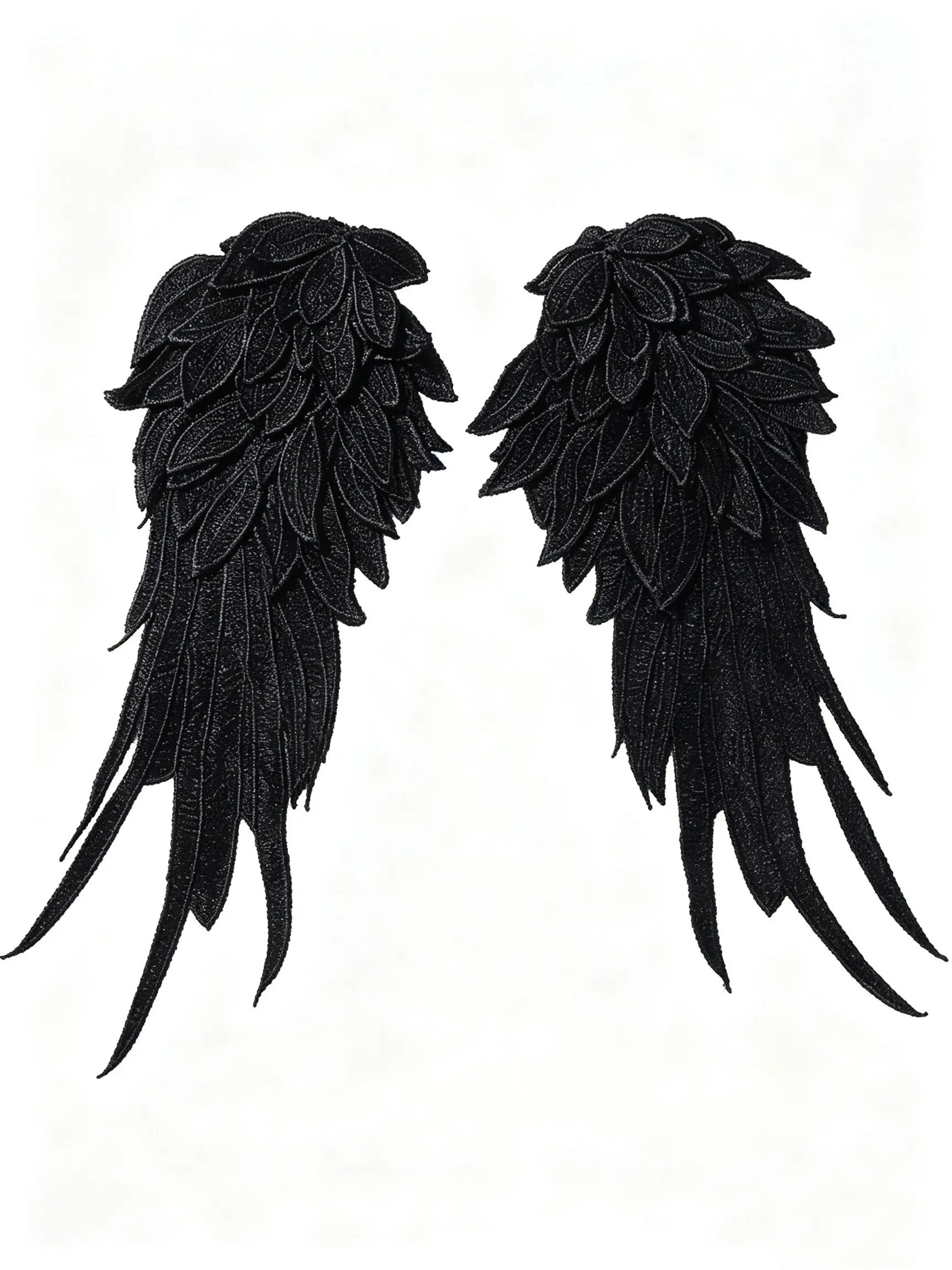 Embroidered Angel Devil Wings Fabric Clip, 3D Lace Feather Wings Costume Applique, Gothic DIY Hand Sewing Patch Design, Role Play Dress Decorative Accessory