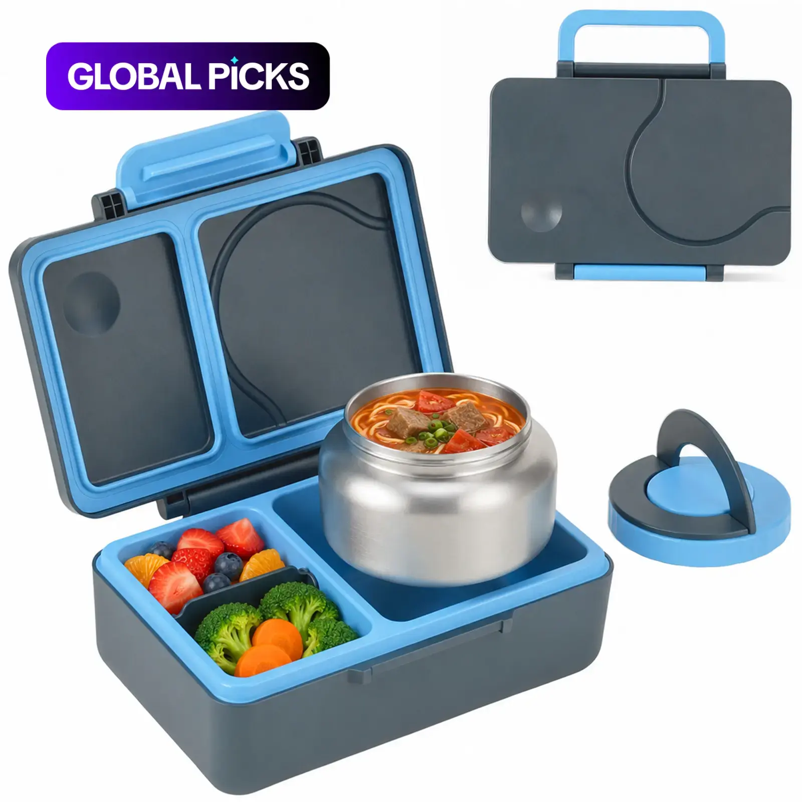Portable Lunch Box with 12oz Stainless Steel Soup Can, Student Meal Container, Essential Back-To-School Item, 1-Layer Design