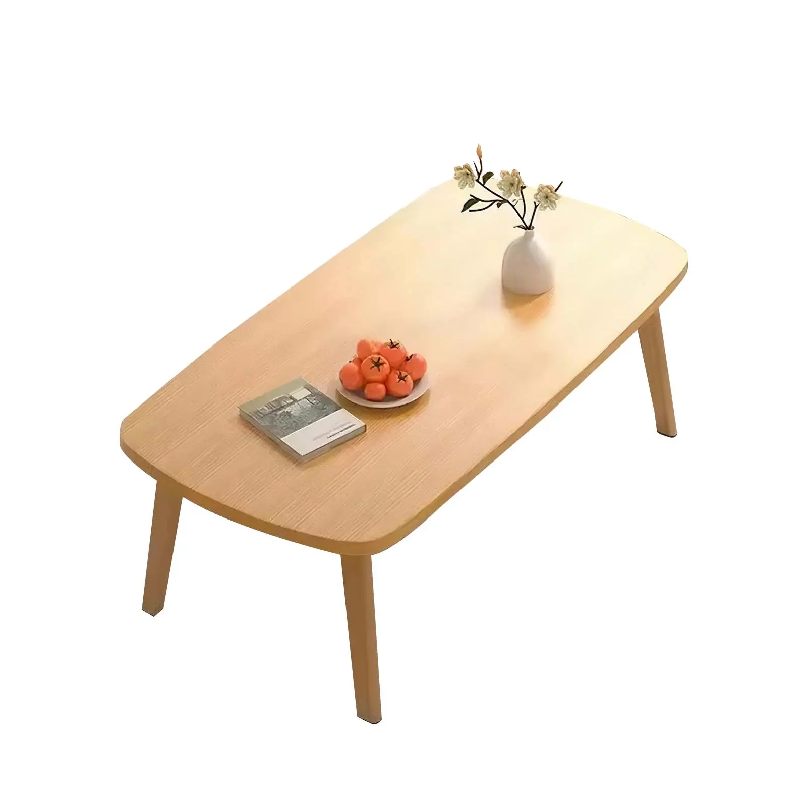 Folding Computer Desk – 31.5" Portable & Collapsible Office Table – Multi-Use Low Wooden Table for Small Spaces, Bedroom, Study, Apartment, Dorm – Space Saving, Easy Storage, Wood Color