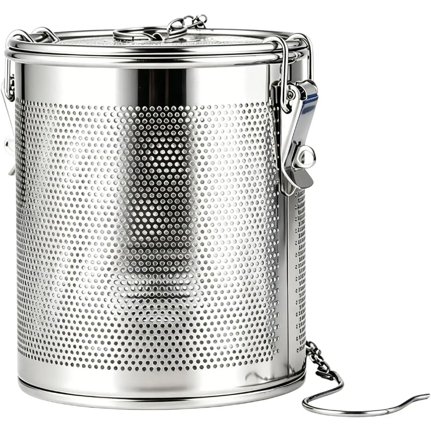 Stainless Steel Mesh Seasoning Strainer Spice Filter Tea Ball Strainer with Chain Hook, Soup Seasoning Separation Basket Filter for Home Restaurant, 10x11cm 0.86L