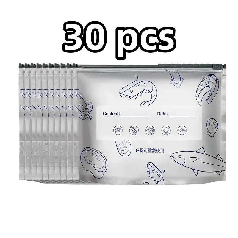 30-Piece [10S+10M+10L] Multi-Size Thick Reusable Aluminum Foil Snack Containers & Food Bags - Kitchen Utensils, Heavy-Duty Insulated Foil Wrapper Food Storage, Anti-Leak, Airtight Odor Block, Tear-Resistant, Durable, Freezer-Ready for Meat