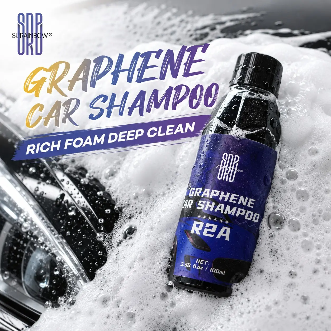 100ML Graphene Car Wash Liquid, Professional High Foam Detailing, Deep Cleaning, Easy Rinse, Brightens Paint, Suitable for Cars Suvs Home Garage