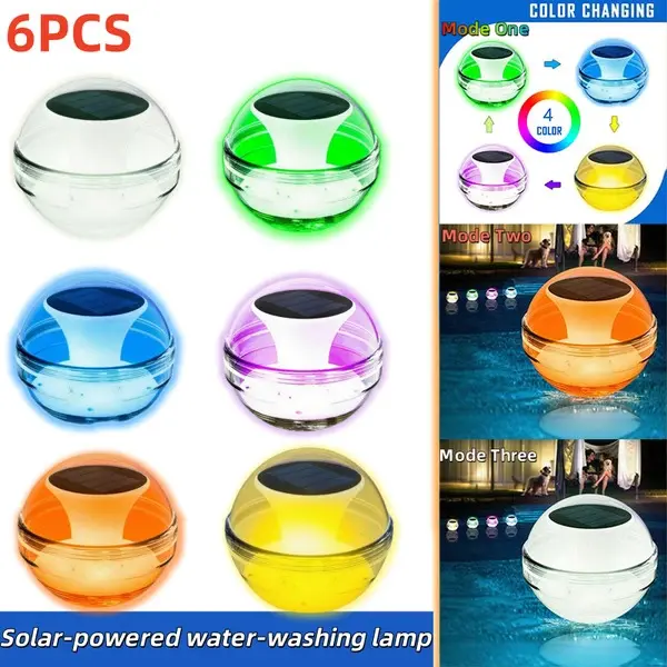 Outdoor Solar Power Floating Lights - IPX7 Water Resistant Rechargeable with Solar Panel, Auto Night Sensor, Compact, Floats with Waves, Gradient Color Show, Bright White Clarity for Pool Party, Inground Use