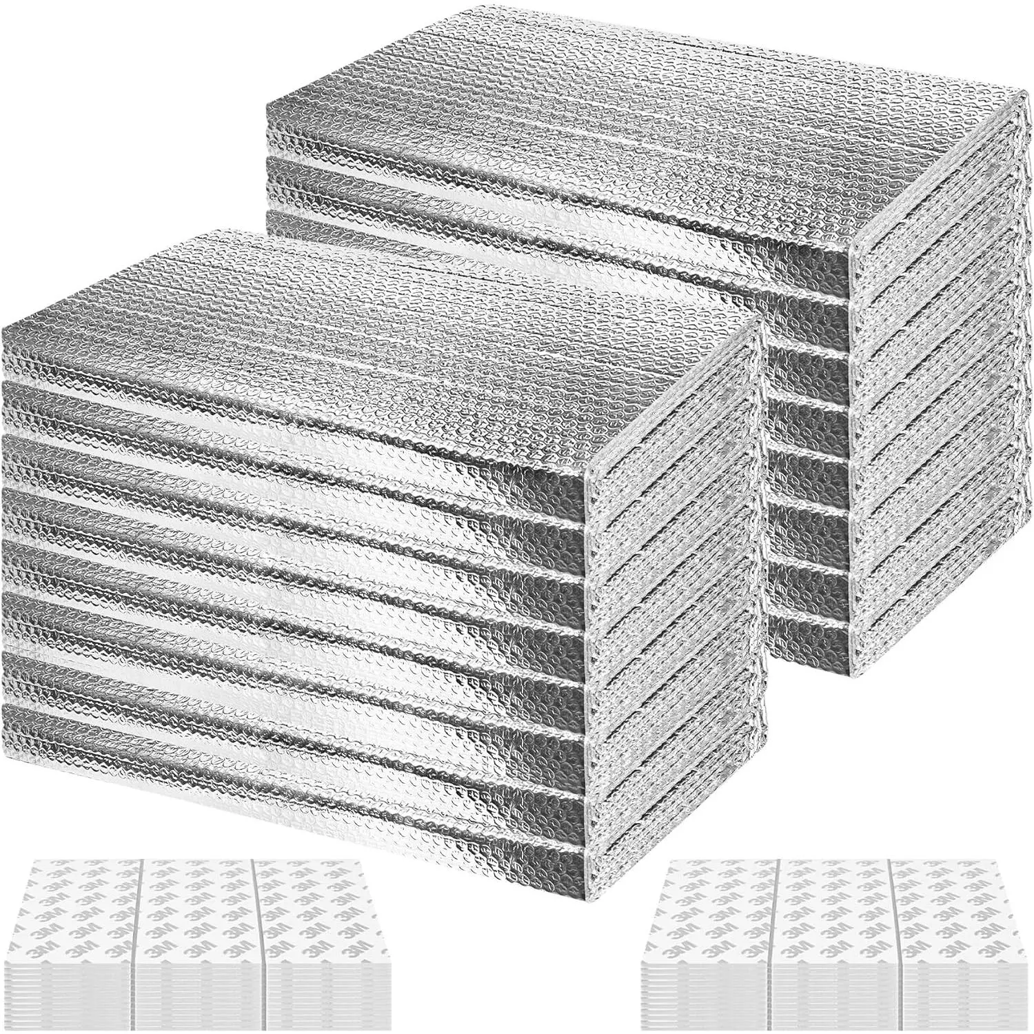 Bubble Texture Reflective Foil Garage Door Insulation Panels - 6MM Rectangular Pre-Cut (16x8FT,24x48), 16 Multiple Sheets with 120 Tape for Double Garage Doors, DIY Install for Temperature Control