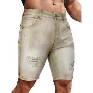 Men's Casual Slim Fit Denim Jean Shorts Skinny Stretch Summer Hot Short(Gift)