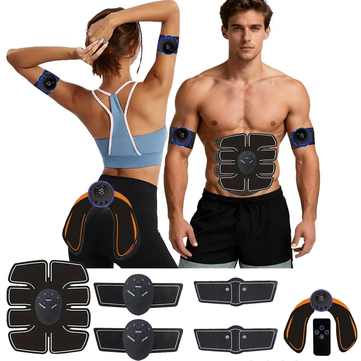 Smart Gym System Ab Trainer, Core Trainer, Abs Stimulator, Adjustable Abdominal Massage Belt, Full Body Exercise, Waist/back Shaping