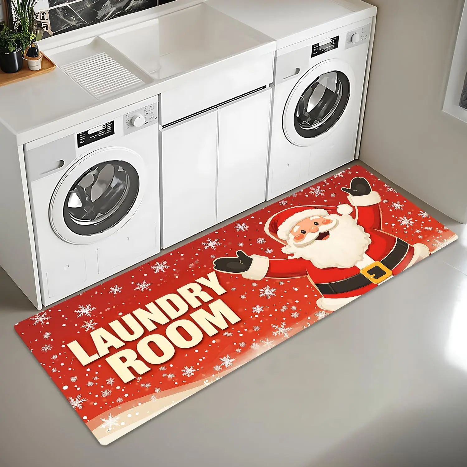 Christmas Laundry Room Runner Rug 20x47 inch Holiday Decor Runners for Kitchen Non-Slip  Long Carpet for Living Room Laundry (#14, 20x47 inch)
