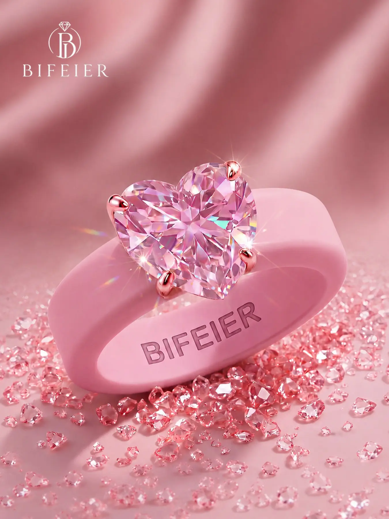 BIFEIER Fashion Fade-Resistant Silicone Ring, Jewelry Ring, Elegant Heart Zircon, Perfect for Weddings, Anniversaries, Daily Wear, Valentine's Gift
