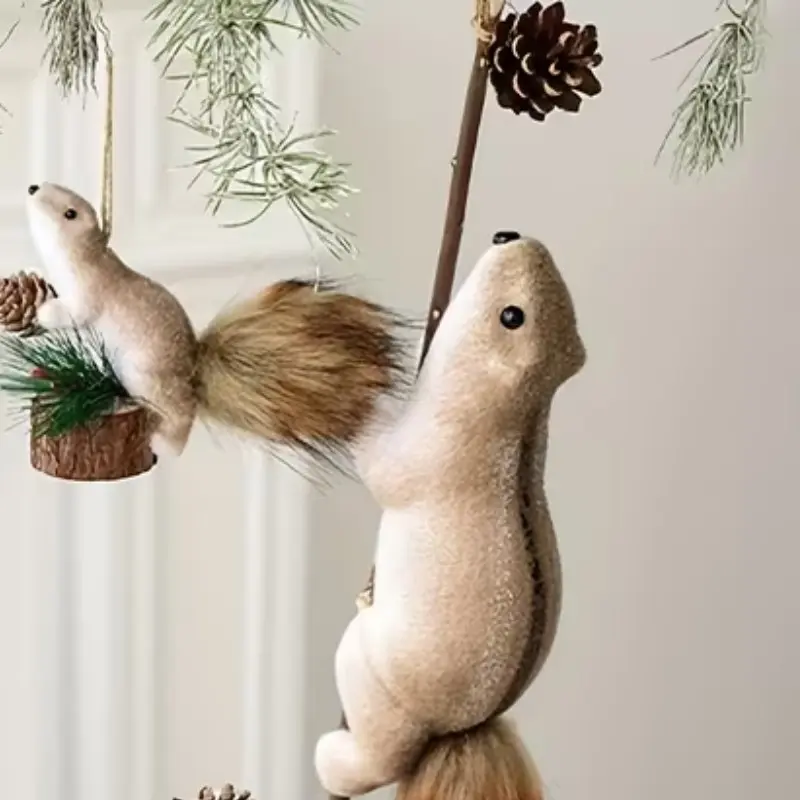 Cute Realistic Squirrel Christmas Ornament, Perfect for Tree Decor, Holiday Party Setup, Yard Display, Storefront Table Decoration