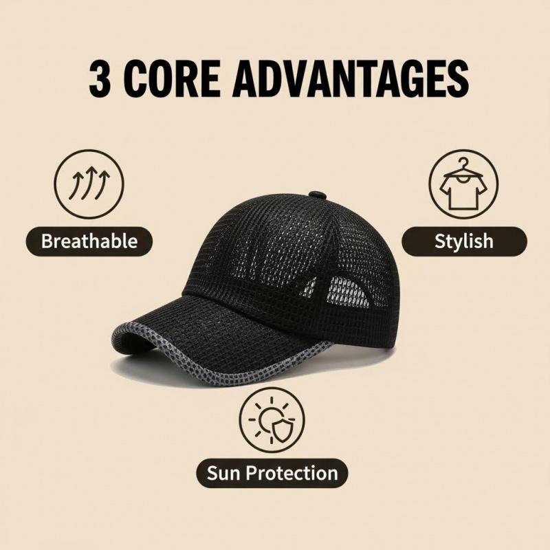 Ultra Breathable Sports Cap| High Airflow Mesh Baseball Hat| Fishing Hat| 2-Pack