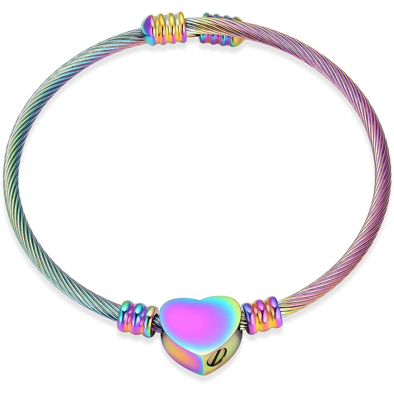 Cremation Bracelet for Ashes Memorial  Stainless Steel Heart Shape Urn Pendant Bangle Loved Ones Funeral Ashes Holder