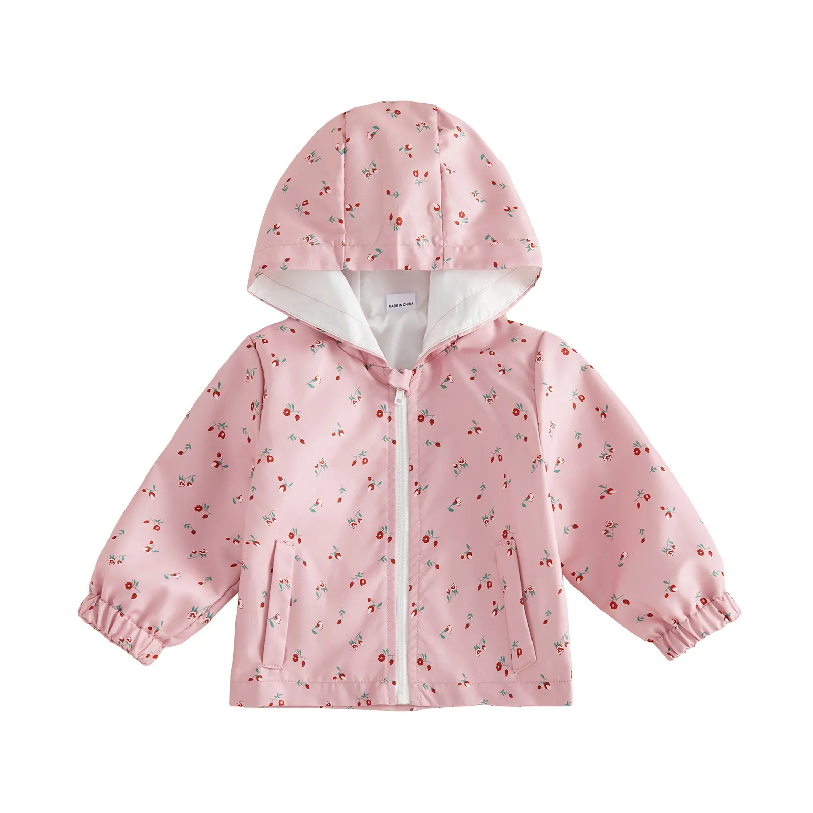 Babamoon Kids Toddler Baby Girls Fall Outerwear Long Sleeve Hooded Coat Floral/Houndstooth Print Warm Zipper Jacket with Pockets