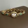 Vintage Round Bracelet Watch for Women, Unique Ethnic Style Quartz Analog Watch, Elegant Wristwatch, Perfect Valentine's Day Gift, Luxury Accessory, Fashion Wristwatches for All Seasons Wear, Fashionable Analog Watch