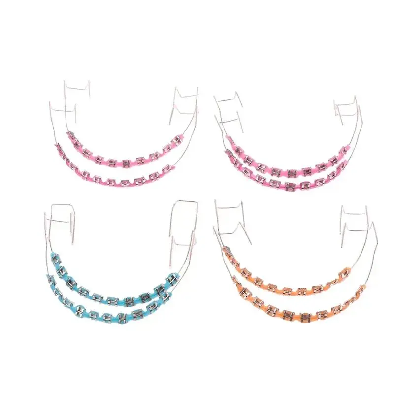 1 Pair Fashion Braces Colorful Temporary Tooth Decoration with Metal Wires Metal Bracket Orthodontic Ligature Ties High Quality