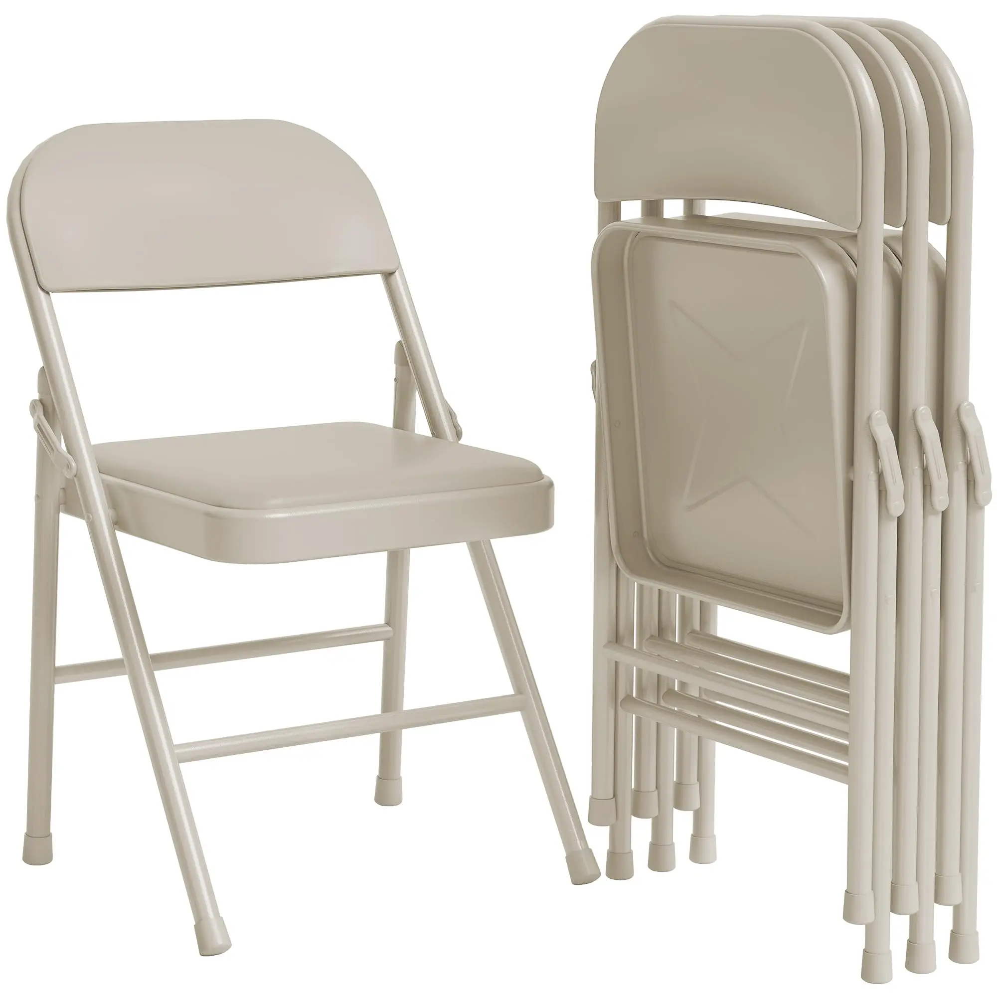 Set of 8 Stackable Folding Dining Chairs – Padded Reinforced Seats, Sturdy Steel Frame, Space-Saving Comfort – Perfect for Kitchen, Dining Room, Garden