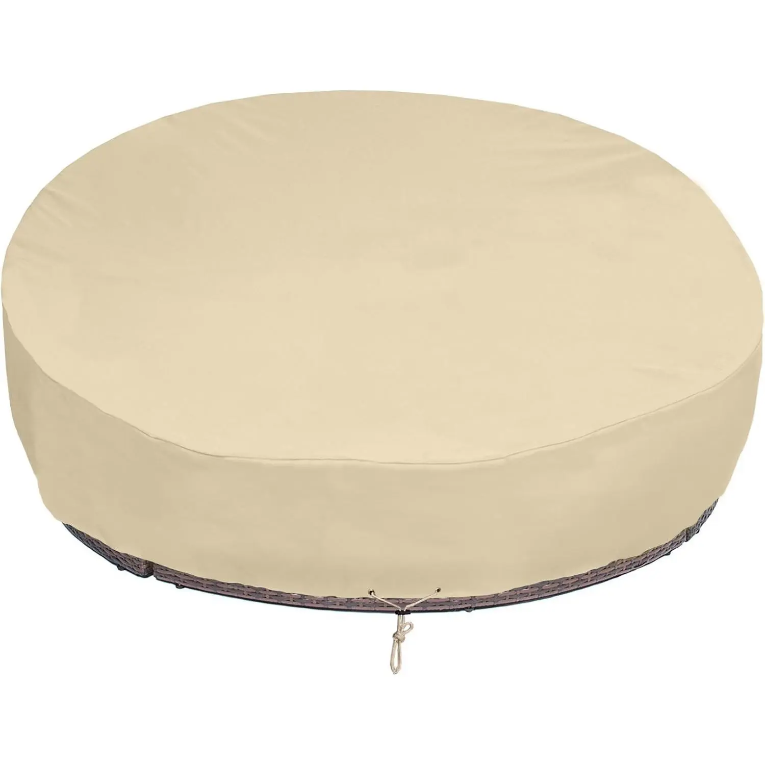 Round Patio Daybed Cover 88 Inch, Heavy Duty Waterproof Outdoor Canopy Daybed Sofa Cover with Taped Seam, 85"L × 88"W × 35"/16"H, All Weather Protection, Beige