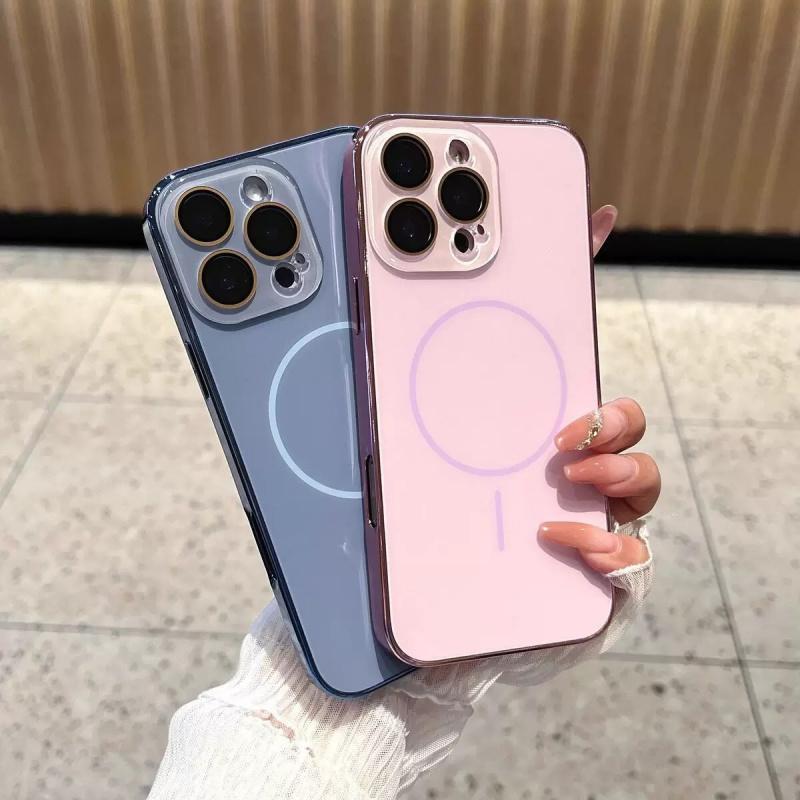 MagSafe Compatible Electroplated iPhone Case For IPhone 17/16/15/14/13/12/11 Pro Max/Pro/Plus/Air,  Full Camera Protection, TPU+PC Shockproof Phone Cover