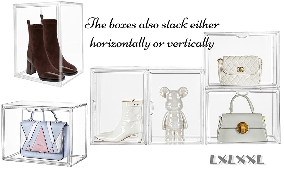 Acrylic Box Display Case, Clear Plastic Stackable Storage Bins with Magnetic Attraction Lid, Showcase for Cosmetic, Large Figures Collectibles (5 Pack, X-Large) Acrylic Box Display Case, Clear Plastic Stackable Storage Bins with Magnetic Attraction Lid, Showcase for Cosmetic, Large Figures Collectibles (5 Pack, X-Large)