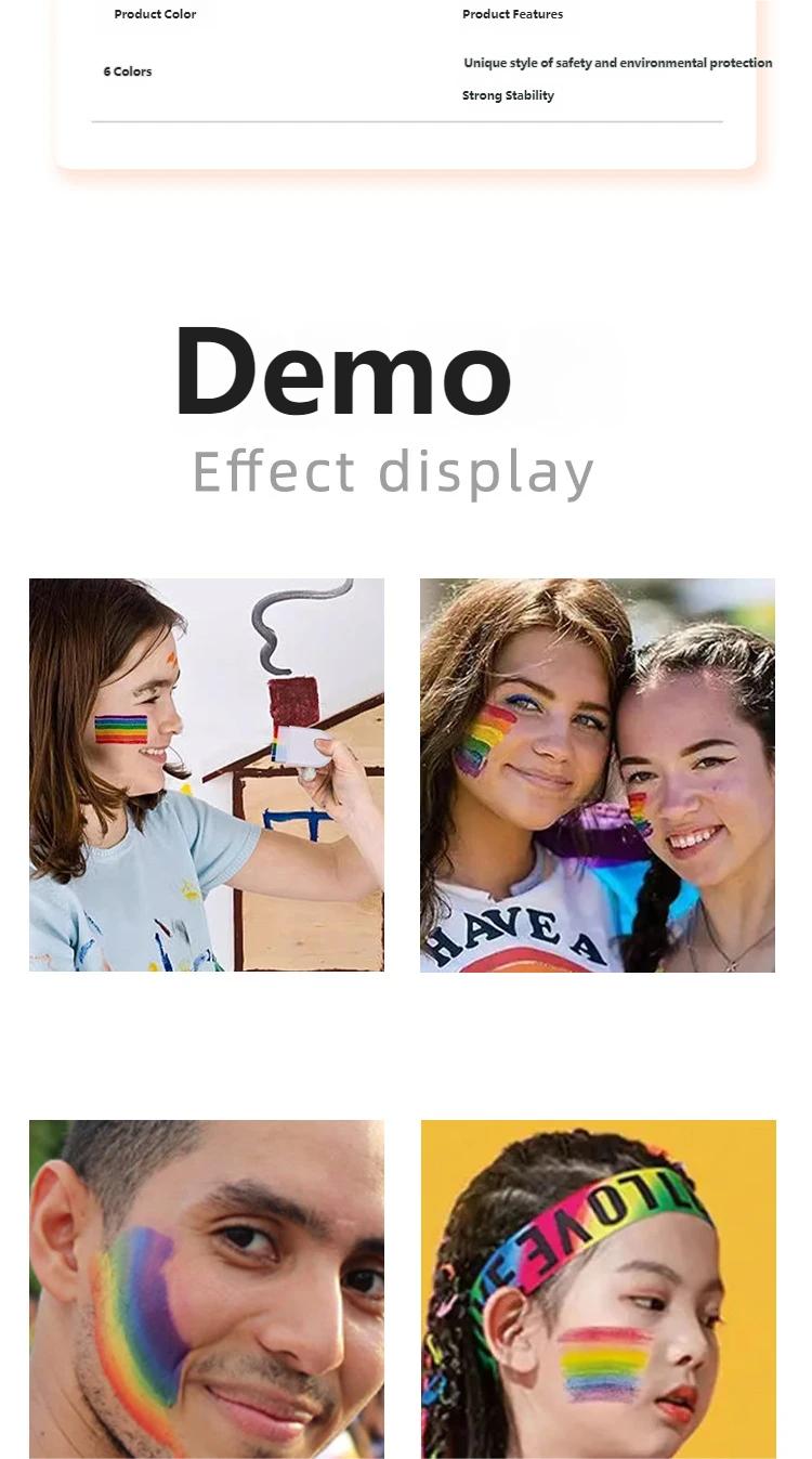 6-Color Rainbow Face Paint Crayon Set, Vibrant Halloween Face Art Makeup, UV Body Paint for Parties, Festivals, Cosplay, Kids and Adults Face Painting Supplies