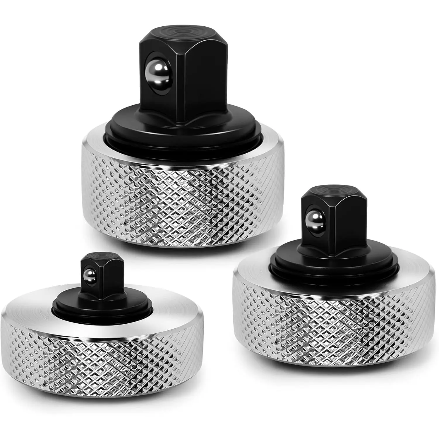 3 count Palm Ratchet Set 1/4" 3/8" 1/2" Drive Mini Finger Ratchet & Reversible Thumbwheel Ratchets Stubby Socket Wrench Set for Tight Spaces