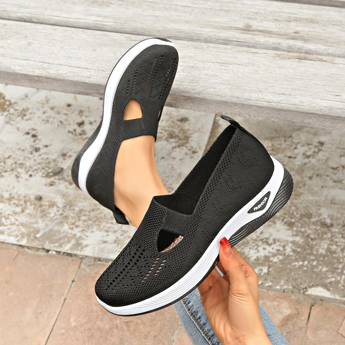 Women Breathable Knit Slip Ons Ultra Soft Sole Comfort Walking Shoes For All Day Wear Indoor And Outdoor