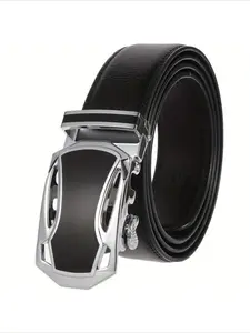 Men Women Unisex Alloy Automatic Buckle Belts 3.5cm Wide Fashion Waistband Waist Straps for Jeans White Blue Black Color Belts