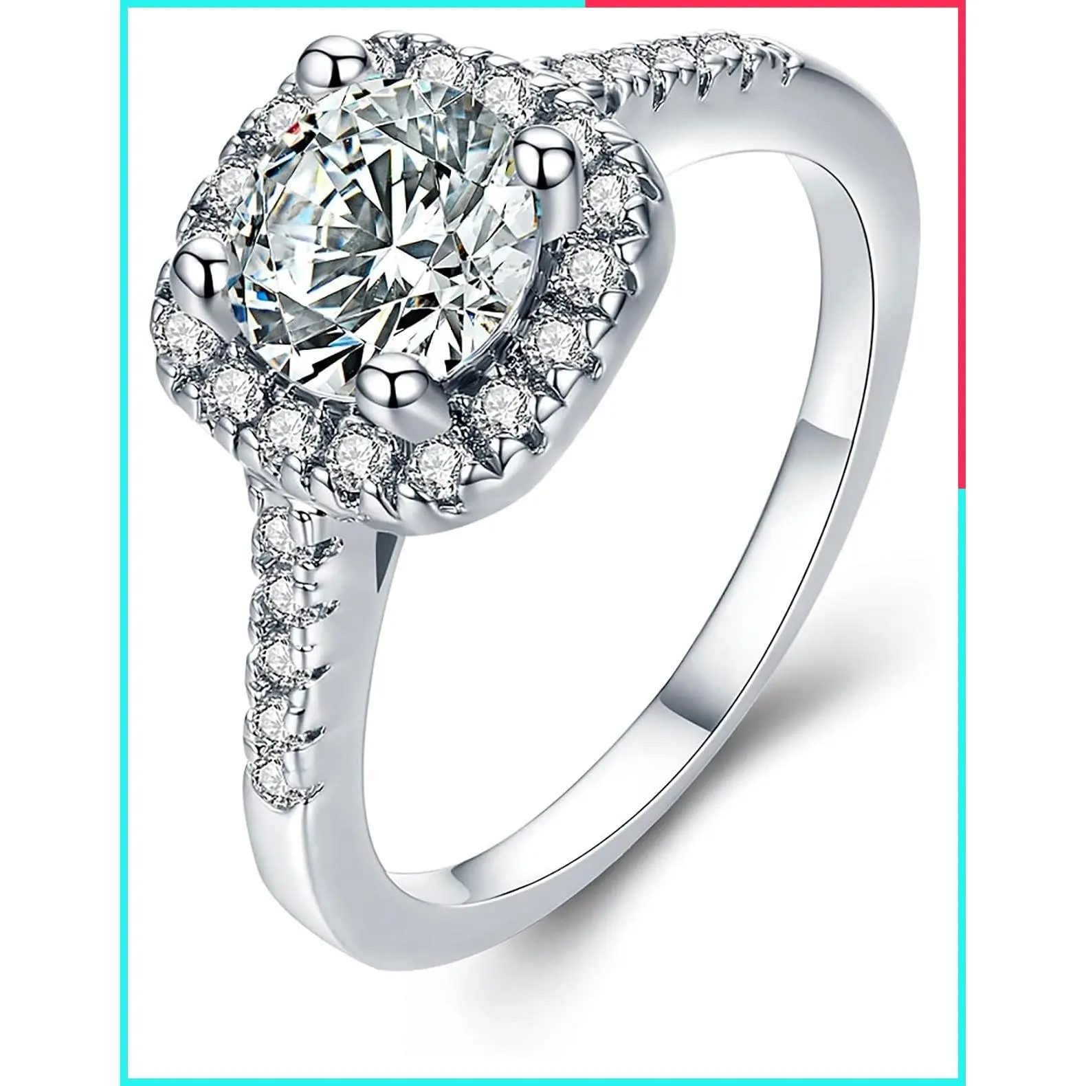 Solitaire Crystal Wedding Rings for Women, Promise & Engagement Rings, Fake Diamond Jewelry, Christmas Gifts