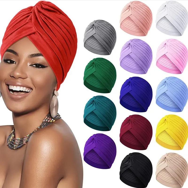 Women's Ethnic Turban Head Wrap - All-Seasons Indian-Style Full Head Cover, Hand-Wash Sleep Cap for Maternity & Chemo Hair Loss, Casual Daily Sports Accessory