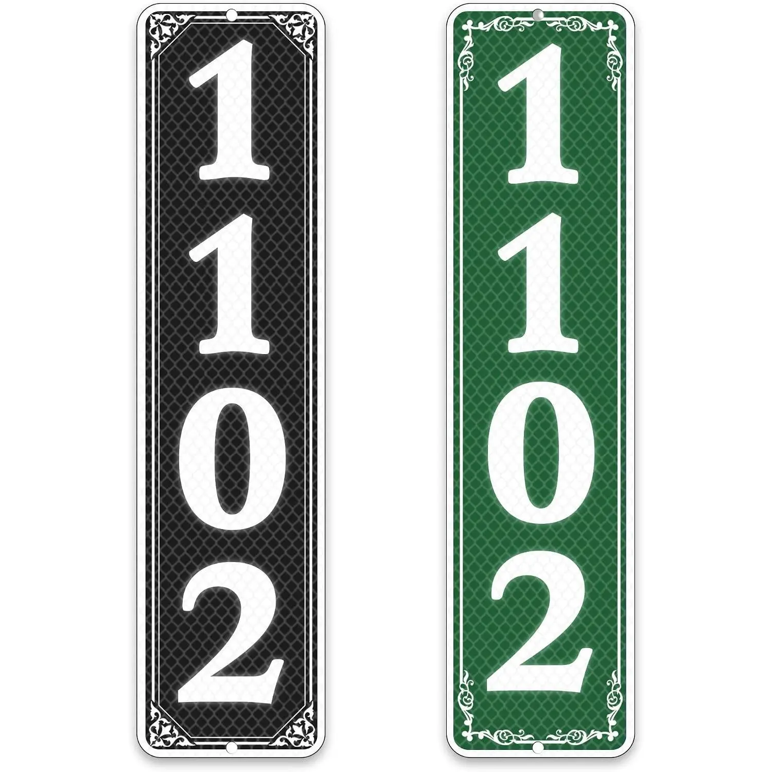 911 Reflective House Address Sign Vertical, 10"x3.15"(Dark-color) | Custom Address Number Sign for Mailbox, Porch, Driveway, Double-sied Printing Optional, Heavy-duty Aluminum, Waterproof