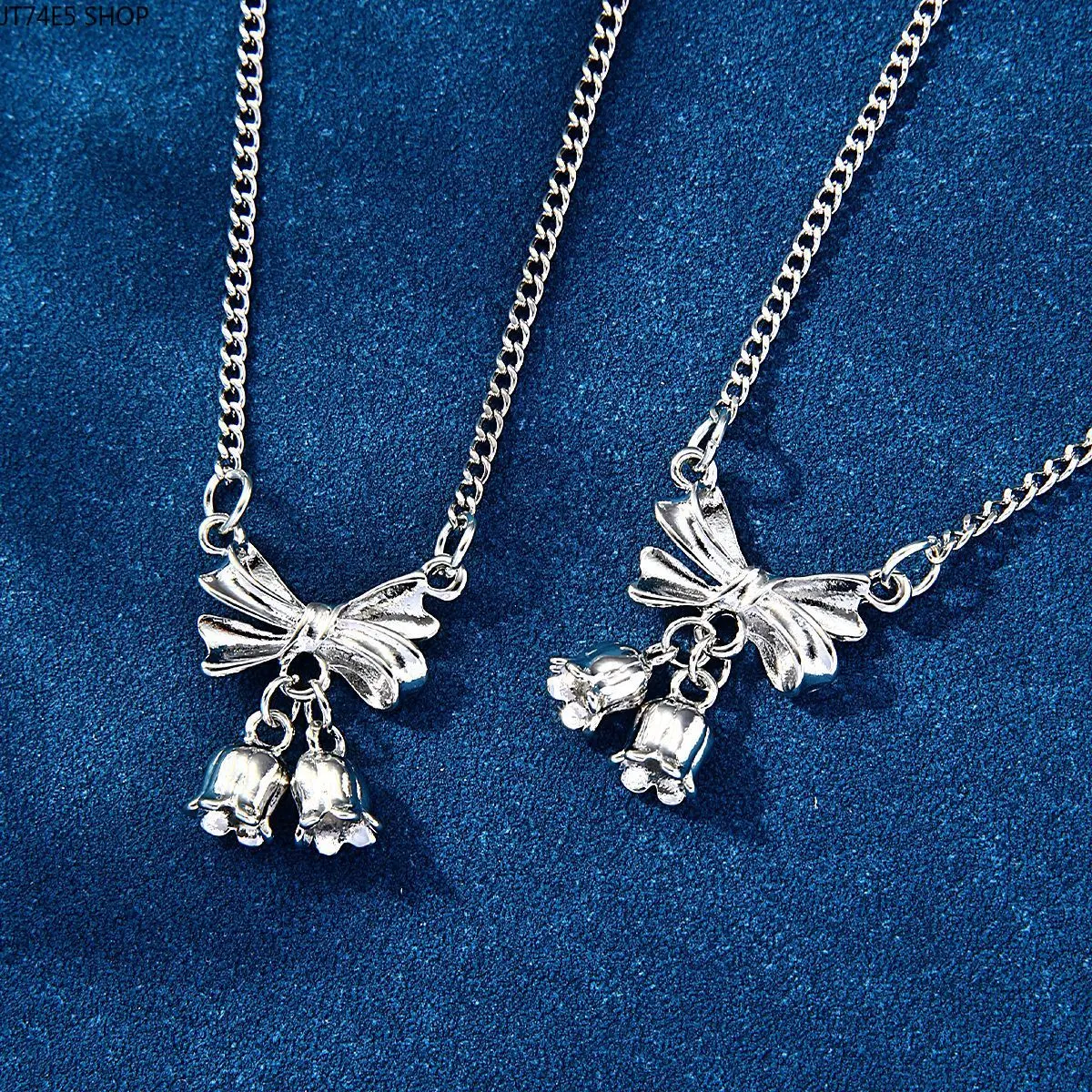 2026 Princess On The Run Bow Lily Of The Valley Necklace, Gold & Silver Niche Light Luxury Premium Clavicle Chain Pendant