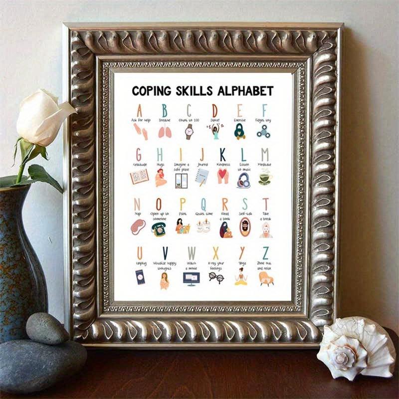 Mindfulness & Self-Care Alphabet Poster - 8x10" Frameless Wall Art for Calm Down Corner, Mental Health Awareness, School Counselor Office Decor, Perfect for Room Decor