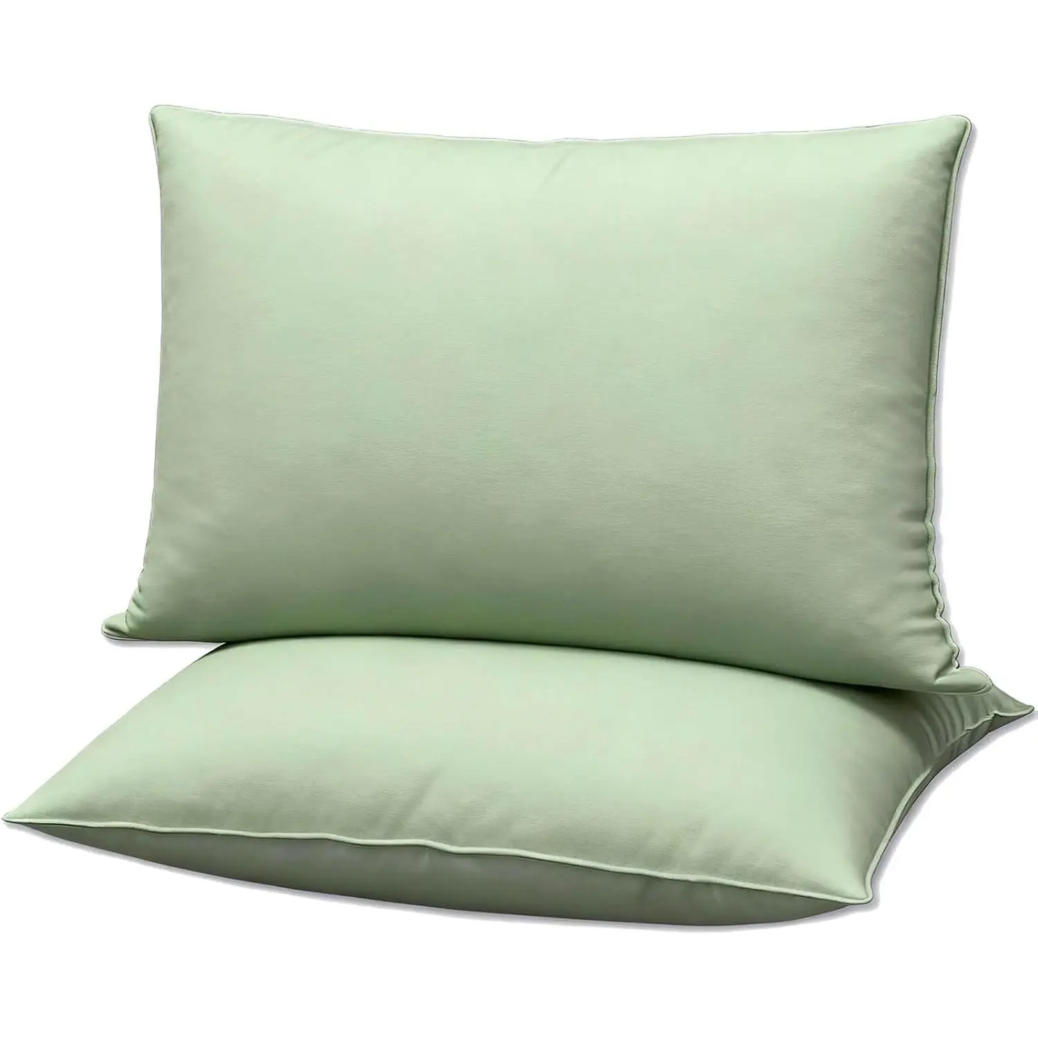 Flat Ultra Thin Bed Pillows Standard Size Pillow Set of 2 Extra Soft Down Alternative for   Sleeper Sage Green 20x26inches