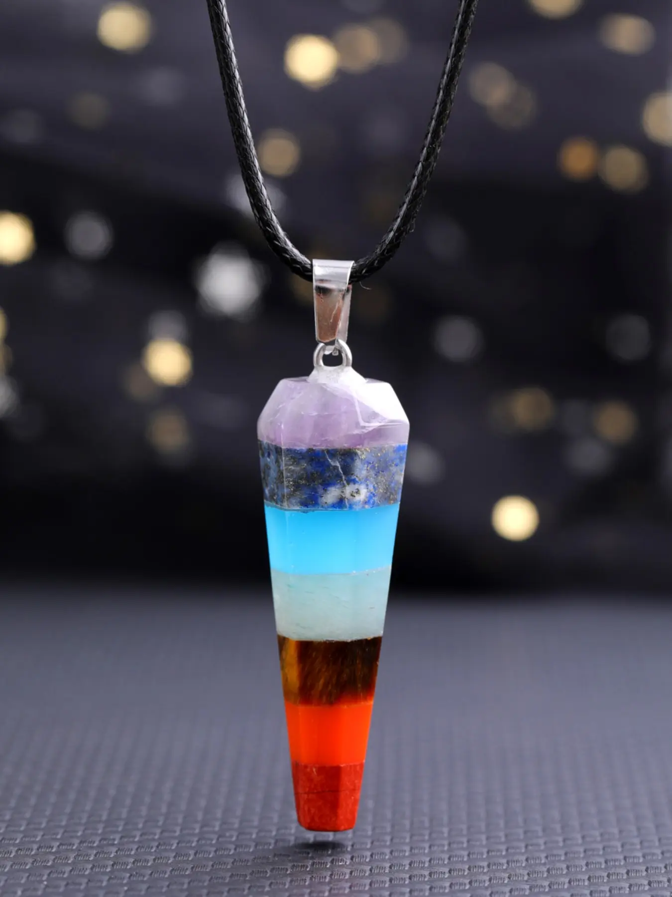 Only 1pc for sale，7 Natural Stone Crystal Hexagonal Chakra Necklace, Couple Pendant, Perfect Gift for Holidays, Birthday, Ideal for Gifting