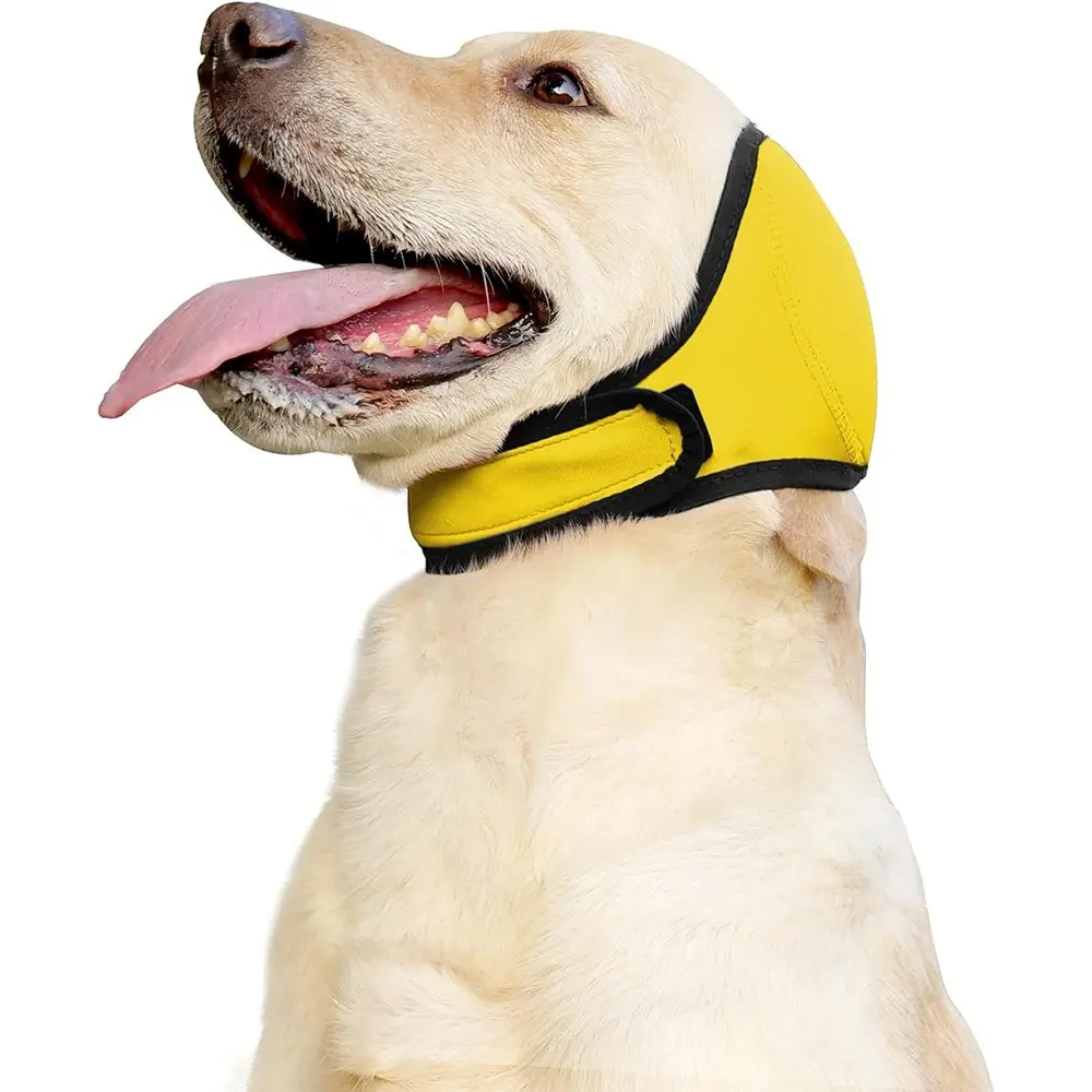 Dog Ear Muffs & No Shake Ear Wrap for Hematoma, Bathing, Drying, Swim, Swimming& Noise Anxiety Relief - Elastic Fit Versatile Waterproof Ear Protector with Calming Hoodie Design for Grooming/Head Ear Cover