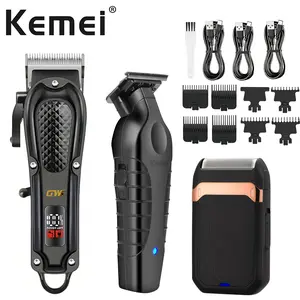 Kemei 2299 Triple Set, Wireless Hair Clipper Set, Cordless Clippers Set, Hair Clippers Set, Clippers For Hair Cutting, USB Rechargeable Clipper, Hair Styling & Trimming Tools, Precision Shaving Kit, Ideal Gift for Personal Care Enthusiasts